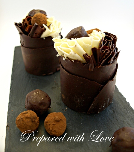 Mini Chocolate Cakes with Garlic Ganache and  Garlic Chocolate Truffles